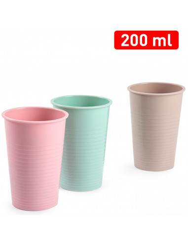 Tradineur - Vaso reutilizable de polipropileno duro y resistente, vaso mediano lavable para picnic, camping, bebidas calientes y