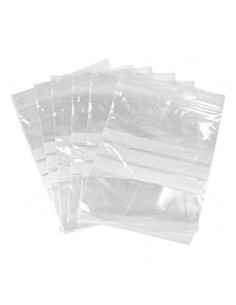 Tradineur - Pack 10 bolsas herméticas con franjas blancas para escribir - Ideal para conservar tus alimentos - 30 x 20 cm