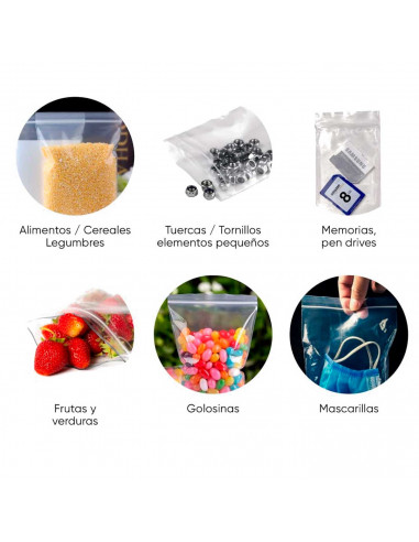 Tradineur - Pack 10 bolsas herméticas con franjas blancas para escribir - Ideal para conservar tus alimentos - 30 x 20 cm