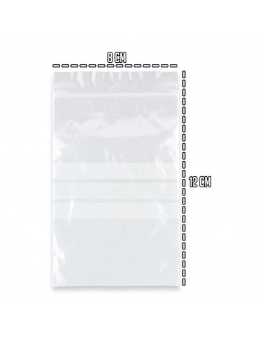 Tradineur - Pack 25 bolsas herméticas con franjas blancas para escribir - Fácil cierre - Ideal para conservar tus alimentos - 12
