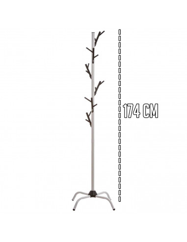 Tradineur - Perchero de pie metálico - 6 multi-ganchos - Soporte para abrigos y sombreros, estilo minimalista, para recibidor u