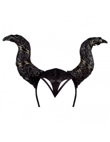 Tradineur - Corona con cuernos de villana - Complemento para disfraz de carnaval, halloween, cosplay, fiesta, adultos, talla úni