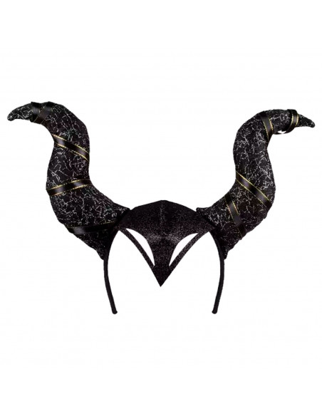 Tradineur - Corona con cuernos de villana - Complemento para disfraz de carnaval, halloween, cosplay, fiesta, adultos, talla úni