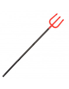 Tradineur - Tridente demoniaco de plastico, color negro y rojo para adultos - Complementos para carnaval, halloween y celebracio