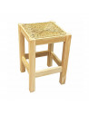 Taburete cuadrado de madera con asiento de rafia, banqueta con reposapiés y asiento de fibra natural para restaurante, cocina, 5