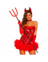 Tradineur - Tridente demoniaco de plastico, color negro y rojo para adultos - Complementos para carnaval, halloween y celebracio