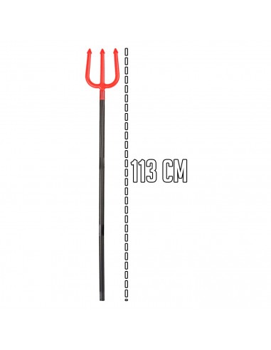 Tradineur - Tridente demoniaco de plastico, color negro y rojo para adultos - Complementos para carnaval, halloween y celebracio