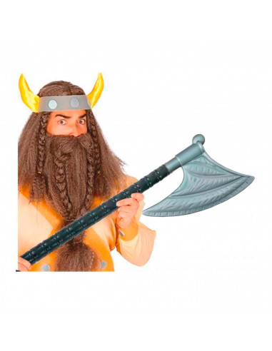 Tradineur - Hacha Vikinga - Fabricación en plástico - Apto para jóvenes - Complemento para carnaval, Halloween y celebraciones -