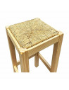 Taburete cuadrado de madera con asiento de rafia, banqueta con reposapiés y asiento de fibra natural para restaurante, cocina, 5