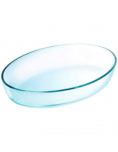 Tradineur - Fuente para horno ovalada - Fabricado en Vidrio - Apto para horno, microondas, congelador y lavavajillas - 2 Litros