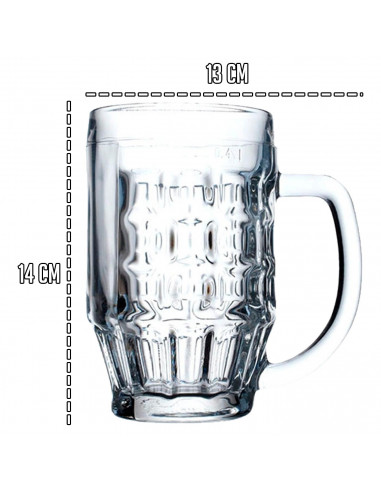 Tradineur  Caja de 6 vasos de cerveza modelo Malles  Fabricación en cristal resistente  Aptos para lavavajillas  0,4 litro