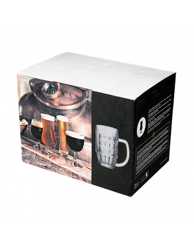 Tradineur  Caja de 6 vasos de cerveza modelo Malles  Fabricación en cristal resistente  Aptos para lavavajillas  0,4 litro