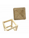 Taburete cuadrado de madera con asiento de rafia, banqueta con reposapiés y asiento de fibra natural para restaurante, cocina, 5