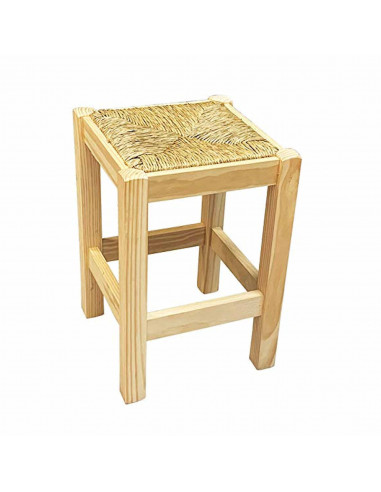 Taburete cuadrado de madera con asiento de rafia, banqueta con reposapiés y asiento de fibra natural para restaurante, cocina, 5