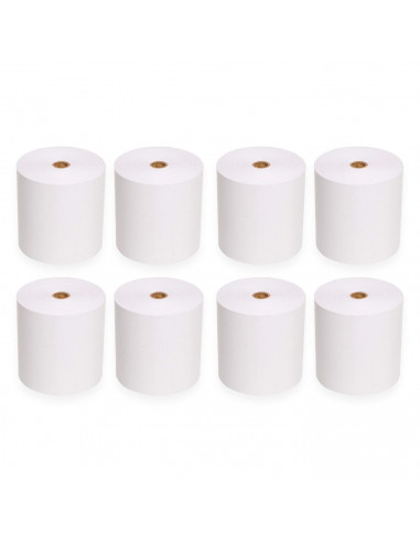 Tradineur - Pack de 8 rollos de papel térmico - Apto para marcas de TPV, cajas registradoras táctiles, impresoras térmicas, calc