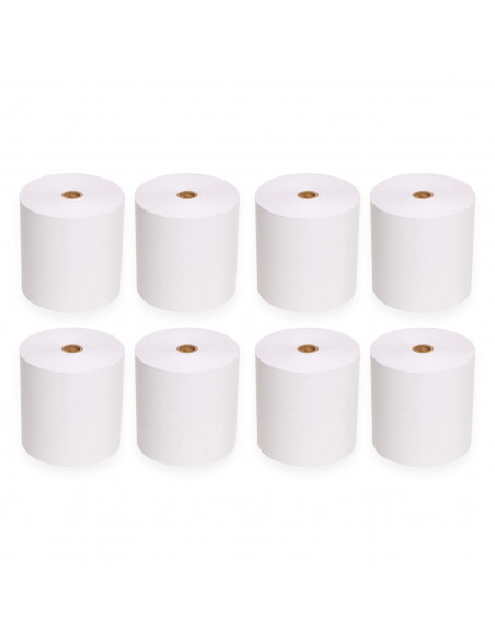 Tradineur - Pack de 8 rollos de papel térmico - Apto para marcas de TPV, cajas registradoras táctiles, impresoras térmicas, calc Tradineur - Pack de 8 rollos de papel térmico - Apto para marcas de TPV, cajas registradoras táctiles, impresoras térmicas, calc