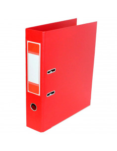 Tradineur - Archivador A-Z con 2 anillas y palanca, tamaño A4, cartón duro, lomo de 7,5 cm de ancho, oficina (Rojo, 34,5 x 28,5
