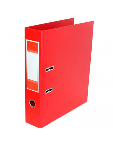Tradineur - Archivador A-Z con 2 anillas y palanca, tamaño A4, cartón duro, lomo de 7,5 cm de ancho, oficina (Rojo, 34,5 x 28,5