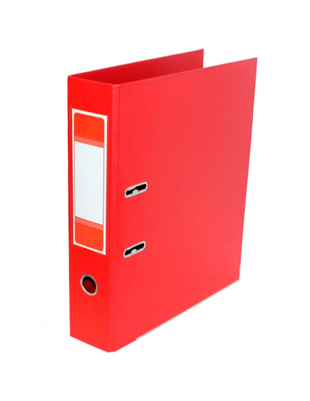 Tradineur - Archivador A-Z con 2 anillas y palanca, tamaño A4, cartón duro, lomo de 7,5 cm de ancho, oficina (Rojo, 34,5 x 28,5