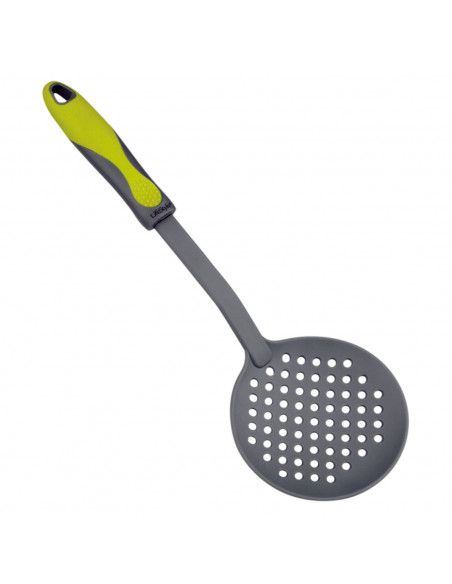 Tradineur - Espumadera de nylon y silicona, de 33 x 11,5 x 2 cm para cocina. Pala para realizar labores de cocina y repostería.