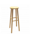 Tradineur - Taburete clásico alto para cocina, taburete de madera natural redondo, taburete madera maciza 70 x 26 cm