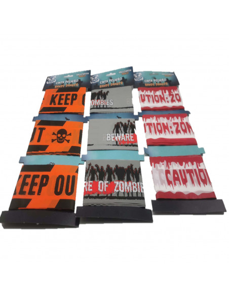 Tradineur - Cinta de peligro, con diseño y color surtido, especial para Halloween, de 6 m x 7,5 cm. Cordón de seguridad, con tem Tradineur - Cinta de peligro, con diseño y color surtido, especial para Halloween, de 6 m x 7,5 cm. Cordón de seguridad, con tem
