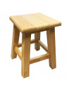 Tradineur - Taburete cuadrado de madera 35,5 x 26 cm, banqueta, asiento de madera con reposapiés para cocina, comedor, restauran