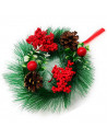 Tradineur - Corona de navidad con piñas y racimos de bayas, guirnalda decorativa artificial, adorno colgante para puerta, pared,