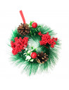 Tradineur - Corona de navidad con piñas y racimos de bayas, guirnalda decorativa artificial, adorno colgante para puerta, pared,