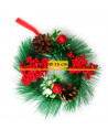 Tradineur - Corona de navidad con piñas y racimos de bayas, guirnalda decorativa artificial, adorno colgante para puerta, pared,