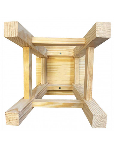 Tradineur - Taburete cuadrado de madera 35,5 x 26 cm, banqueta, asiento de madera con reposapiés para cocina, comedor, restauran