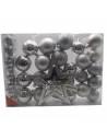 Tradineur - Set de 42 bolas de navidad de color plata con tamaños y diseños surtidos y 1 estrella en plata, ideal para completar