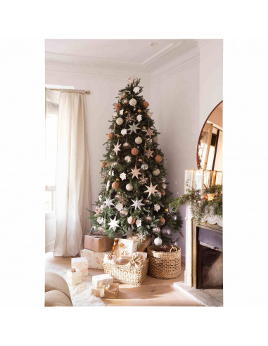 Tradineur - Set de 42 bolas de navidad de color dorado con tamaños y diseños surtidos y 1 estrella en dorado, ideal para complet