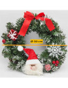 Tradineur - Corona de navidad de Santa Claus, espumillón de Papá Noel, guirnalda decorativa artificial, adorno colgante para pue