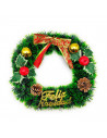 Tradineur - Corona de navidad con piñas "Feliz Navidad", espumillón, guirnalda decorativa artificial, adorno colgante para puert