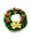 Tradineur - Corona de navidad decorada con campanas, espumillón, guirnalda decorativa artificial, adorno colgante para puerta, p