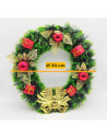 Tradineur - Corona de navidad decorada con campanas, espumillón, guirnalda decorativa artificial, adorno colgante para puerta, p