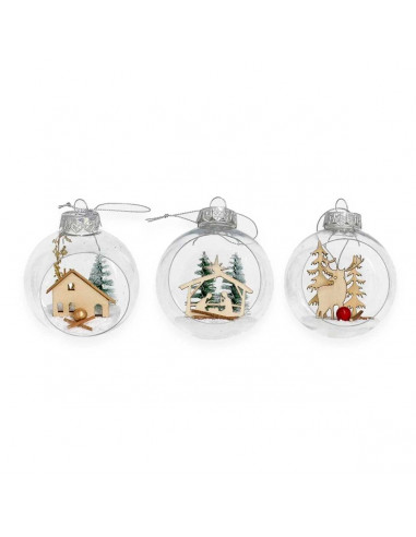 Tradineur - Bola navideña transparente abierta - Decoración para navidad - Adorno colgante para árbol navideño - diámetro de 8 c