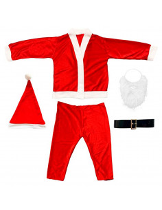 Tradineur - Disfraz de papa noel infantil - Talla para niños de 1 a 3 años - Fabricación en poliéster - Incluye: gorro, barba, p