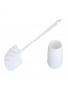 Pamex - Escobillero completo plástico, color  blanco 38,5 x 13 cm. Recipiente y escobilla para baño para hogar o trabajo en colo