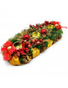 Tradineur - Portavelas de navidad con piñas, espumillón y frutos del bosque, adorno artificial para centros de mesa, estanterías