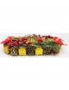 Tradineur - Portavelas de navidad con piñas, espumillón y frutos del bosque, adorno artificial para centros de mesa, estanterías