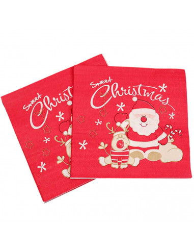 Tradineur - Pack de 20 servilletas navideñas de papel decoradas, fiestas, celebraciones, decoración de Navidad, 33 x 33 cm, dise