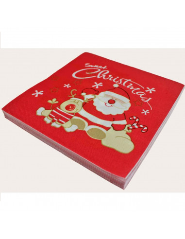 Tradineur - Pack de 20 servilletas navideñas de papel decoradas, fiestas, celebraciones, decoración de Navidad, 33 x 33 cm, dise