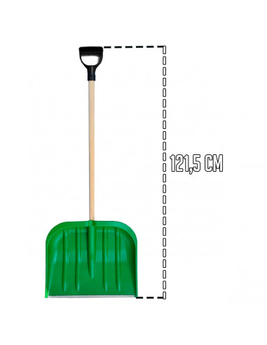 Tradineur - Pala quitanieves - Fabricado en plástico, acero y madera - Pala para la retirada rápida y cómoda de nieve - 121,5 cm