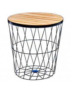 Tradineur - Mesa auxiliar nórdica, mesita de centro para té, café, estructura metálica, tapa de madera extraíble, salón, dormito