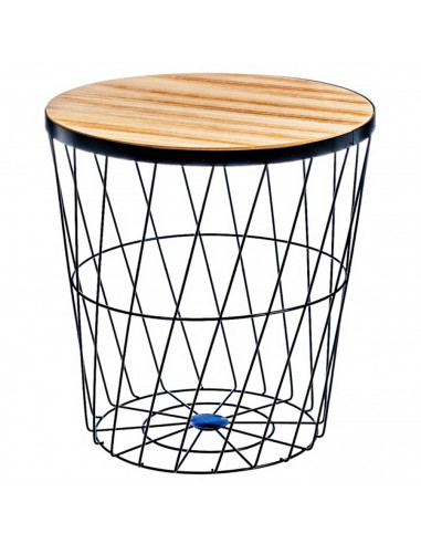 Tradineur - Mesa auxiliar nórdica, mesita de centro para té, café, estructura metálica, tapa de madera extraíble, salón, dormito