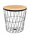 Tradineur - Mesa auxiliar nórdica, mesita de centro para té, café, estructura metálica, tapa de madera extraíble, salón, dormito