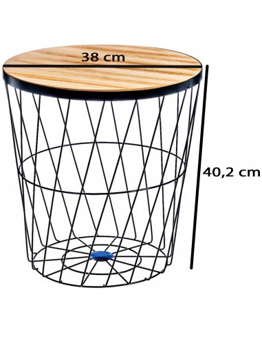 Tradineur - Mesa auxiliar nórdica, mesita de centro para té, café, estructura metálica, tapa de madera extraíble, salón, dormito