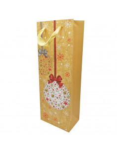 Tradineur - Bolsa de cartón para botella de vino con diseños navideños, bolsa de regalo con asas para envolver champán, 36 x 12,